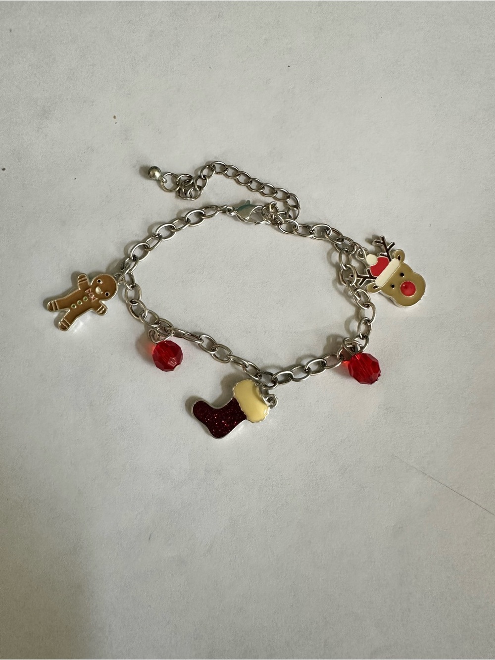 Holiday Charm Bracelet with Gingerbread, Reindeer & Stocking